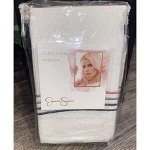 New Jessica Simpson Marteen Euro sham linen blend Blush Pink, Gray, Cream 26"